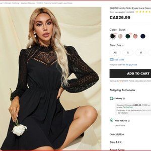 SHEIN Frenchy Solid Eyelet Lace Dress